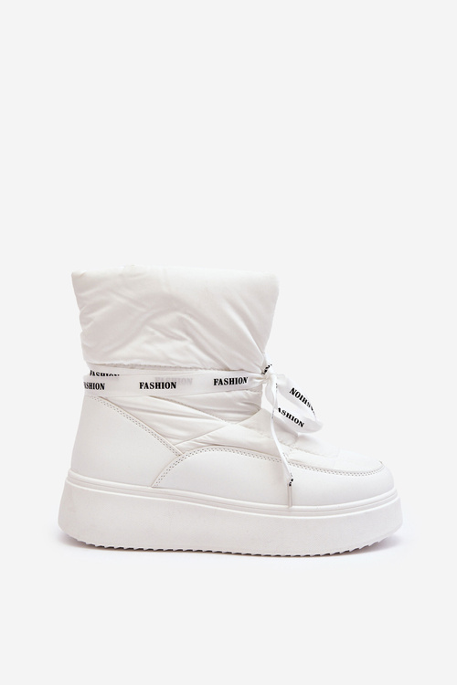 Жіночі зимові черевики з декоративною шнурівкою білого кольору Siracna