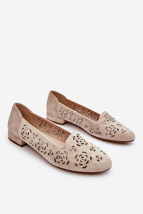 Ажурні жіночі лофери Sergio Leone BL627 Бежеві