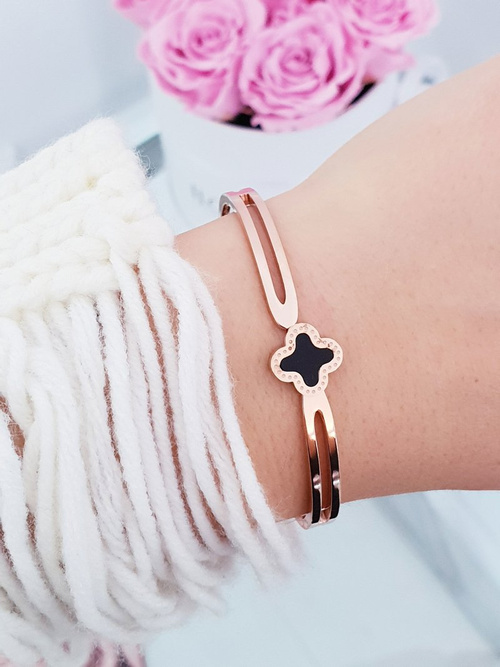 Жіночий сталевий браслет з квіткою Pink Gold Neo