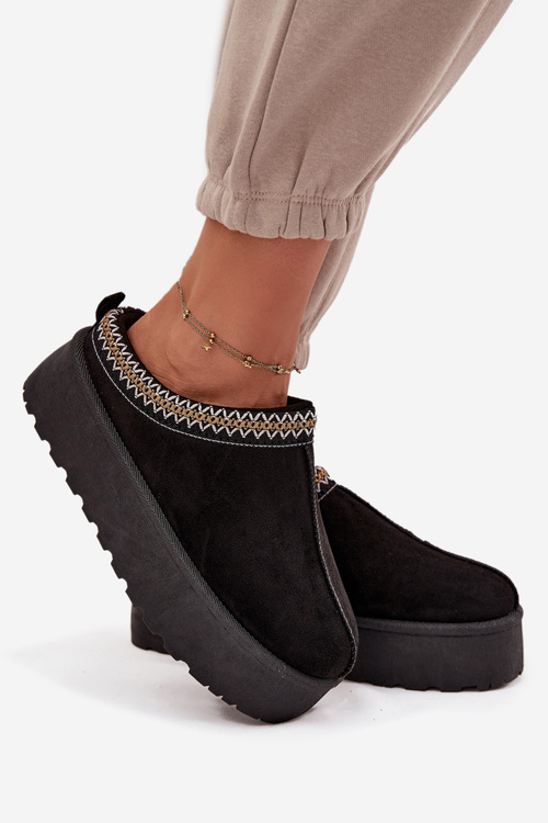 Жіночі зимові чоботи з декоративним вишивкою Чорний Jenira