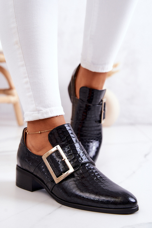 Шкіряні туфлі з пряжкою Black Taliya