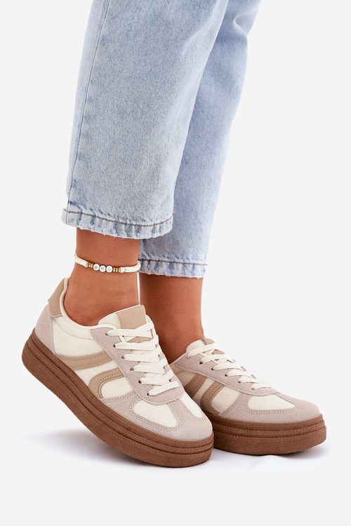 Жіночі Кросівки На Платформі Темно-бежеві Lesida