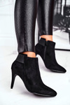 Чоботи жіночі на високому каблуці чорні офісні