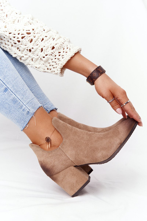 Чоботи жіночі на каблуці Vinceza 21-10558 Бежеві