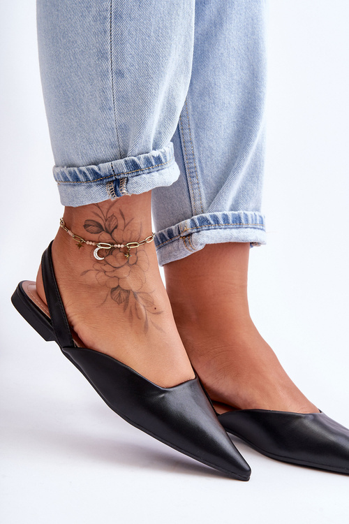 Жіночі шкіряні балетки чорні Germes