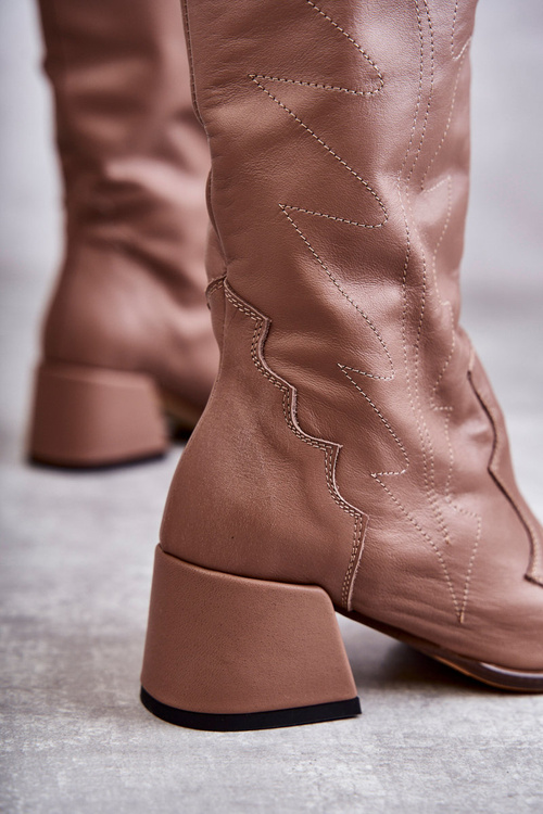 Чоботи шкіряні темно-бежеві Andreia