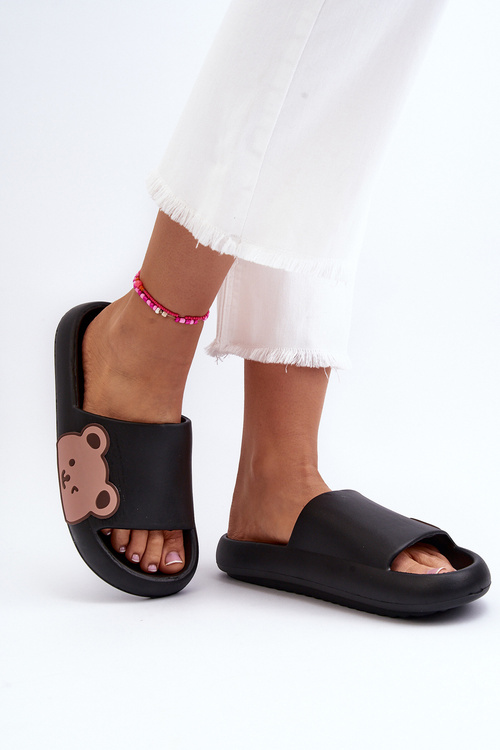 Жіночі легкі пінопластові тапочки з мотивом ведмедя, чорний Parisso