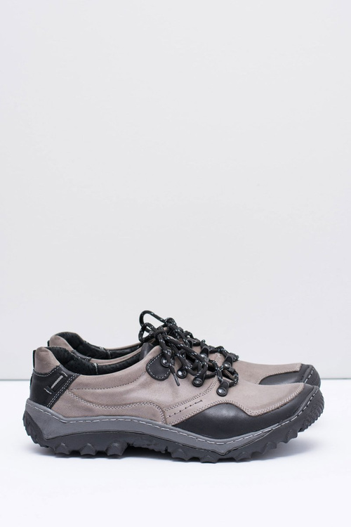 Чоловічі шкіряні сірі трекінгові напівчеревики Gretin