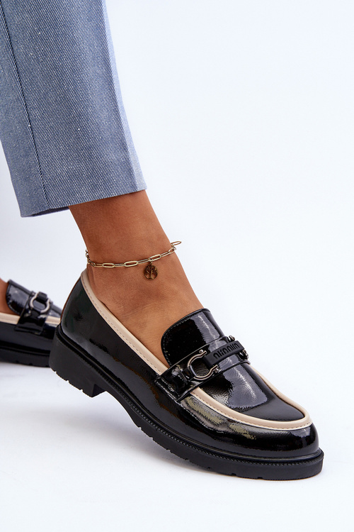 Жіночі лаковані лофери мокасини S.Barski HY336A Чорні