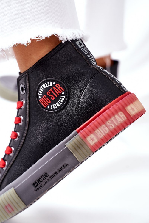 Жіночі шкіряні високі кросівки Big Star II274139 Чорні