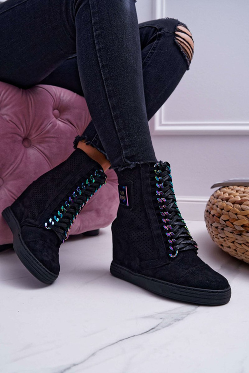 Жіночі ажурні замшеві кросівки Lu Boo Black Clamma