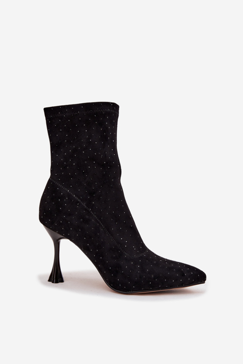 Прикрашені жіночі чоботи на підборах D&A JC52-882 Чорні