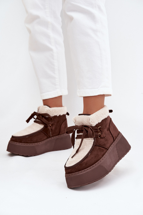 Жіночі сніговики на платформі з хутром коричневі Florivelle