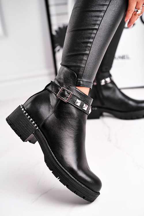 Чоботи жіночі шкіряні теплі чорні Laura Messi 2055