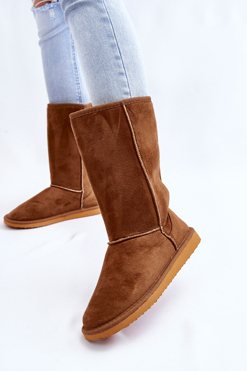 Жіночі замшеві високі зимові черевики утеплені Camel Reyma