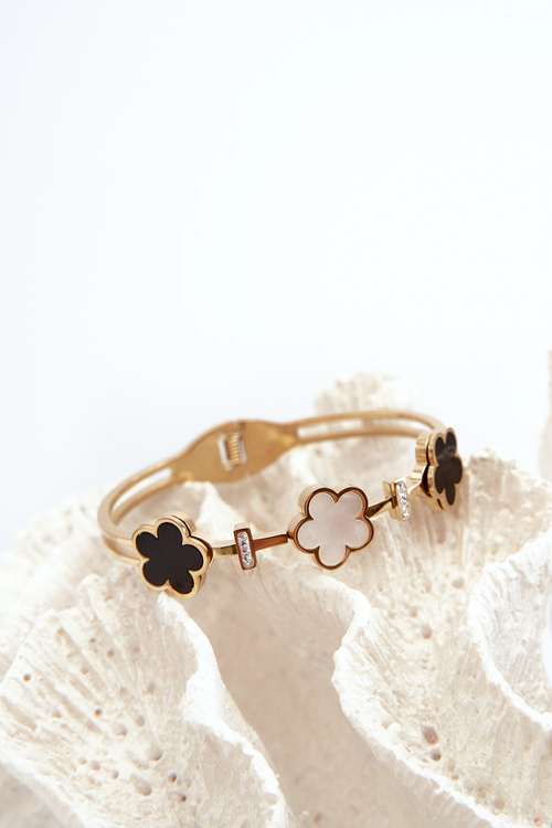 Жіночий браслет з квітами з нержавіючої сталі, золото