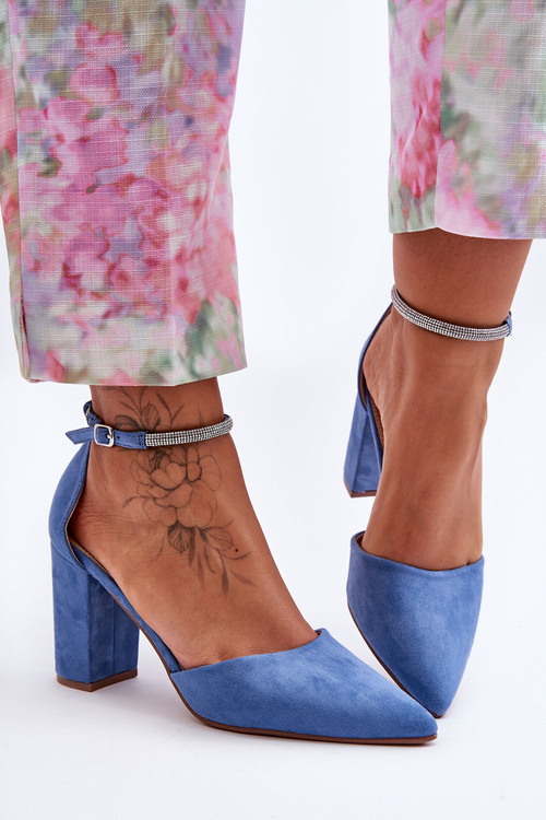 Замшеві човники зі стразами Blue Diamond