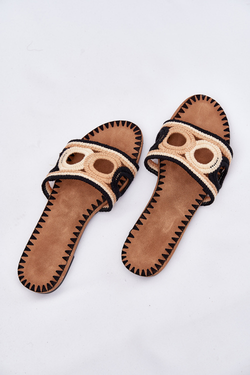 В'язані Жіночі Сандалі На Плоскому Каблуці Чорні Ніріна