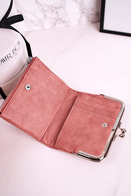 Маленький жіночий гаманець на застібці на гачок Рожевий