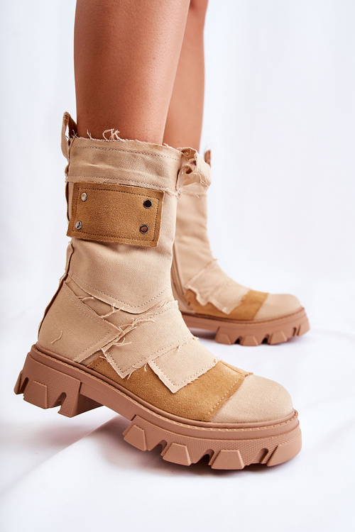 Високі робочі ботфорти на блискавці Темно-бежевий Nerisa