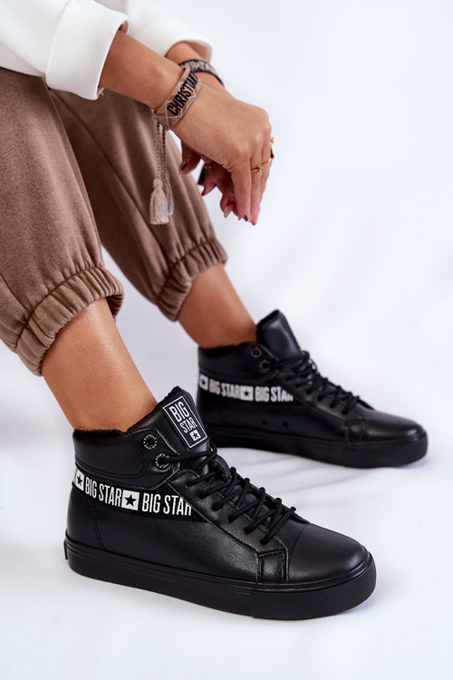 Жіночі високі шкіряні кросівки Big Star EE274355 Чорні