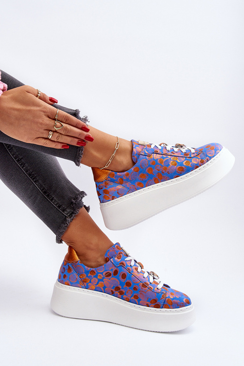 Шкіряне спортивне взуття на платформі Maciejka 06191-06 синій