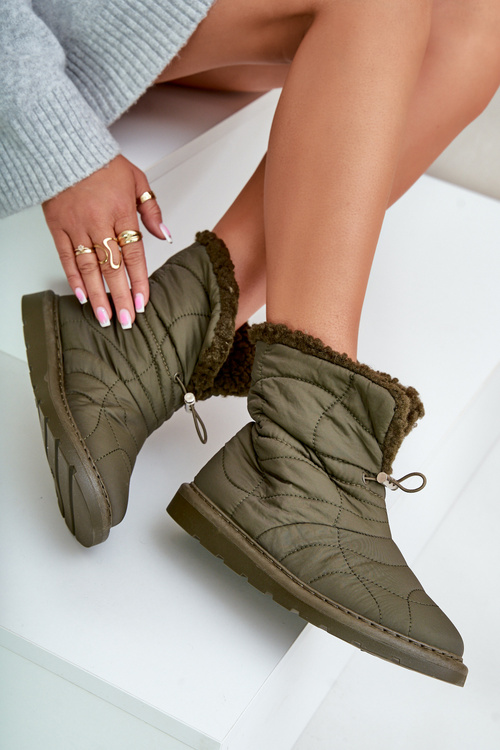 Жіночі зимові черевики на шнурку, утеплені овчиною темно-зеленої вамідри