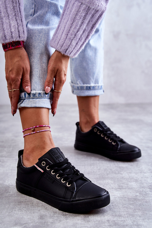 Жіночі низькі шкіряні кросівки Big Star KK274006 Чорні