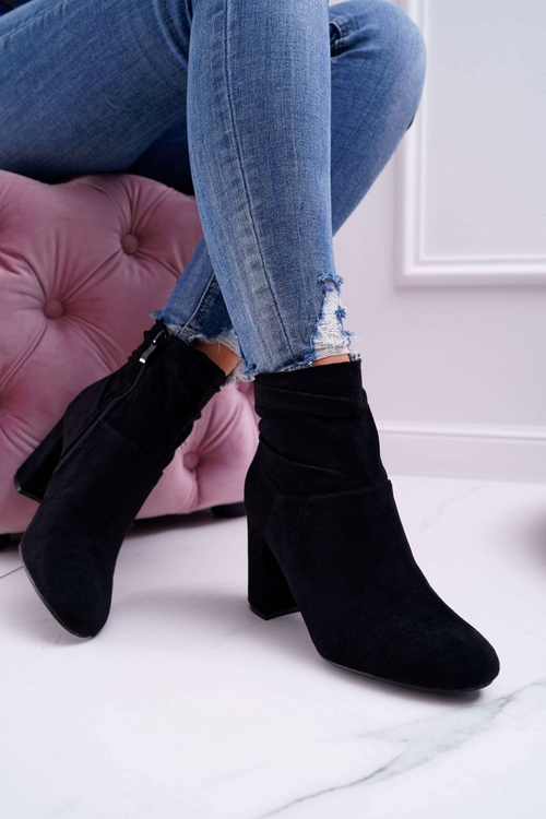 Жіночі чоботи на шпильці замшеві чорні Greybond