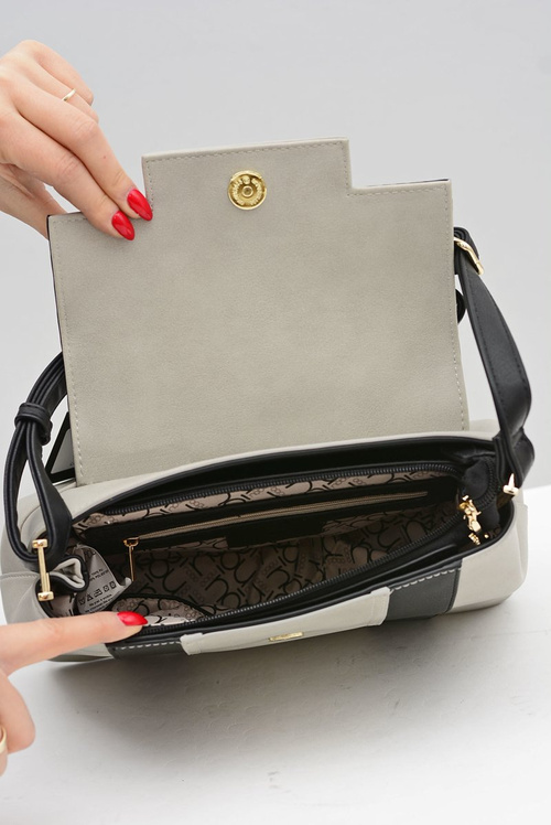 Жіноча середнього розміру класична чорно-сіра сумочка Nobo