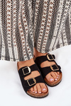 Жіночі сандалі на корковій платформі з золотими пряжками чорні Lisavionea