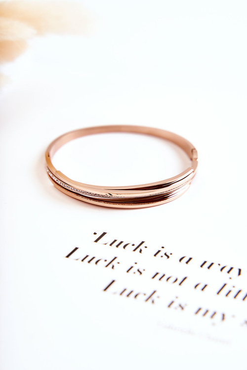 Жіночий сталевий браслет з цирконами, рожеве золото Myrens