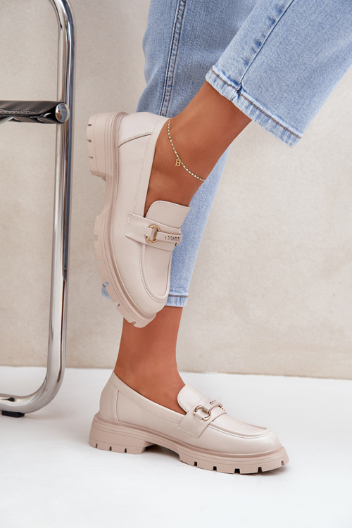 Класичні Жіночі Мокасини З Еко Шкіри Бежеві Savethira