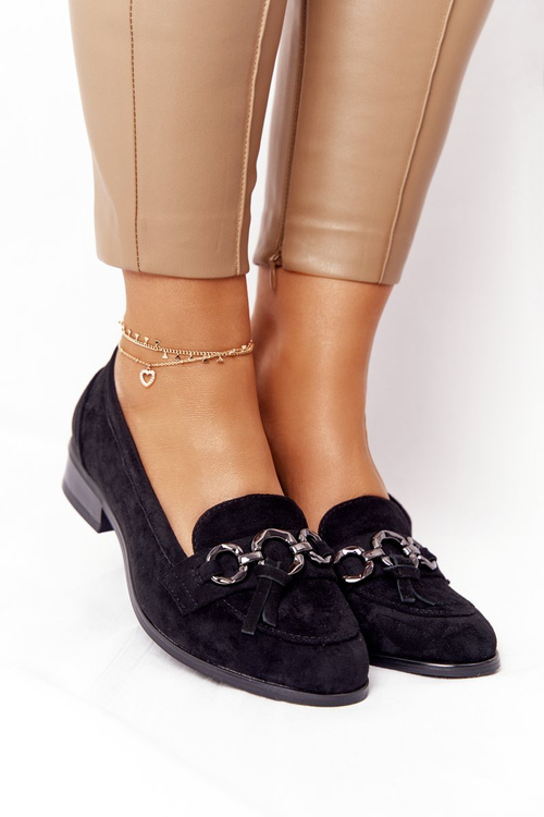 Елегантні жіночі лофери Vinceza 10585 замшеві чорні