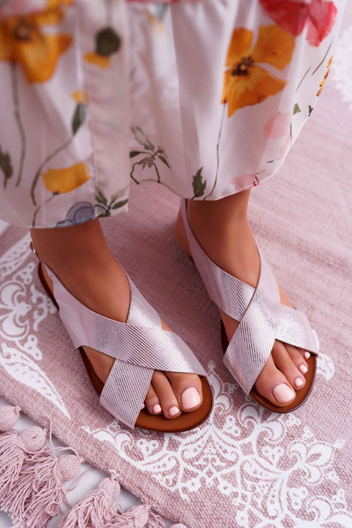 Жіночі шкіряні сандалі на плоскій підошві Laura Messi Pink 1960