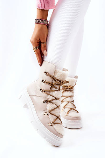 М'які шкіряні черевики Trappers Light Beige Nerisso