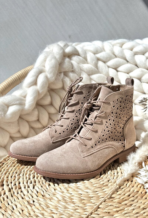 S.Barski HY66-136 Жіночі ботильйони з малюнком світло-бежеві