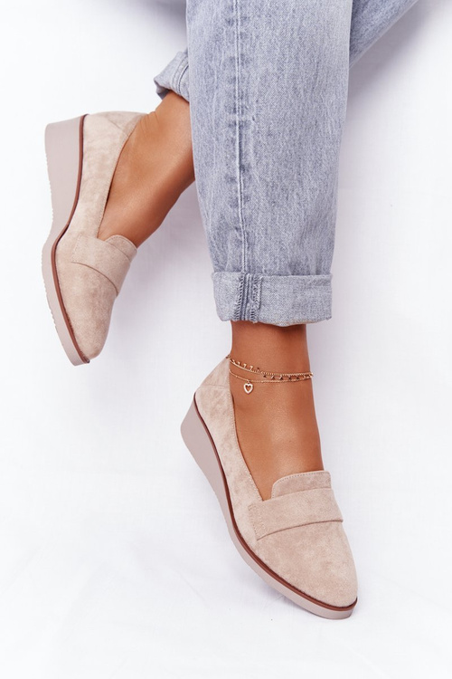 Елегантні туфлі на танкетці Vinceza 10599 Suede Beige