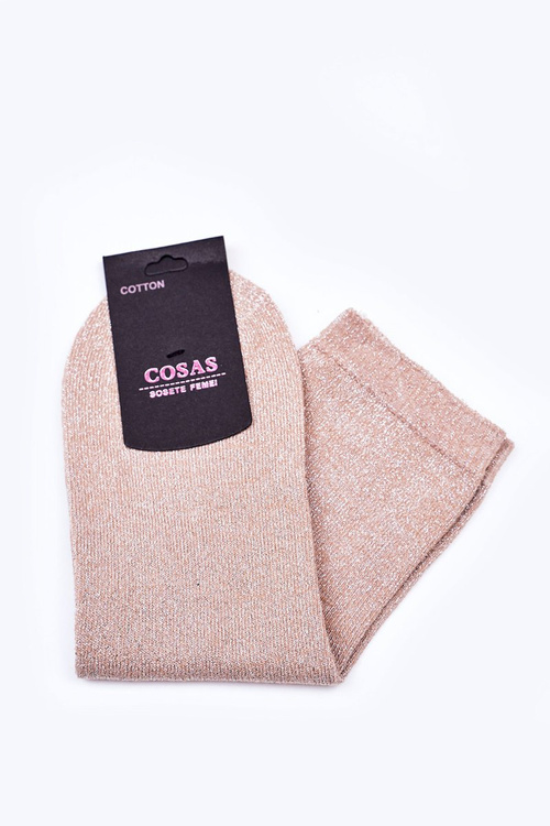 Жіночі бавовняні шкарпетки зі срібною ниткою COSAS Бежеві