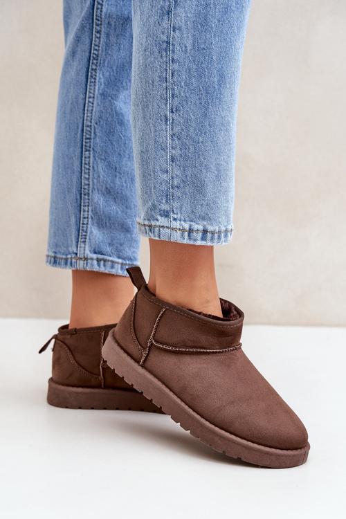 Низькі Снігові Чоботи З Еко Замші Коричневі Нелсана