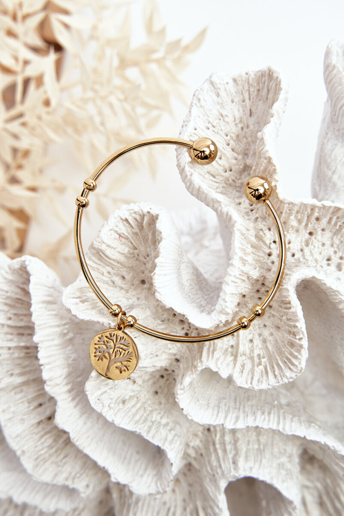 Жіночий сталевий браслет без шнурівки Tree Gold