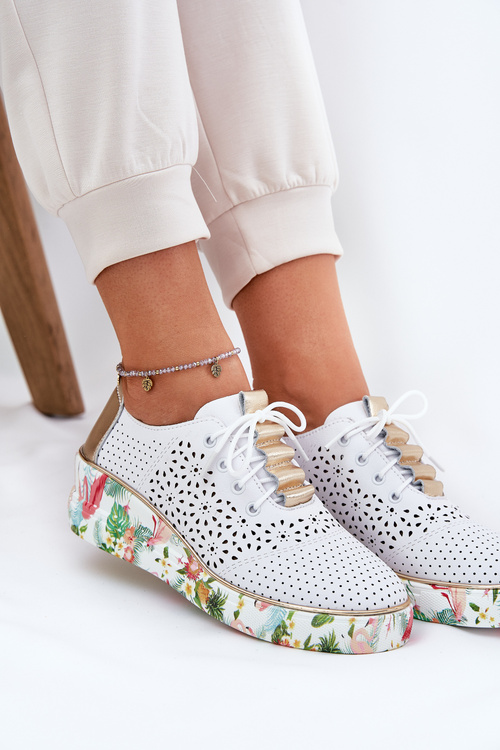 Жіноче Кожане Взуття На Платформі Artiker 56C1800 Біло-Золотий