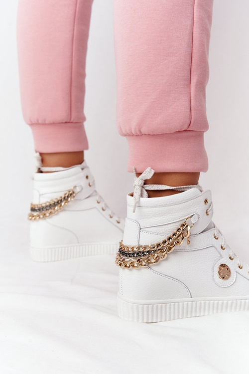 Шкіряні кросівки на танкетці Lewski Shoes 3004-0 Білі