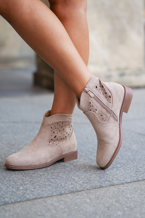 Жіночі Ажурні Черевики На Плоскому Каблуці S.Barski HY51-113 Бежеві