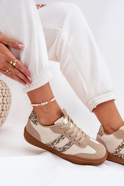 Жіночі Кросівки З Еко Замші З Леопардовим Принтом Бежеві Satylies