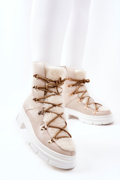 М'які шкіряні черевики Trappers Light Beige Nerisso