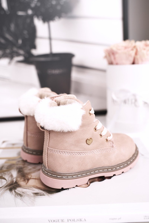 Пудрові теплі дитячі чобітки рожеві Маестро
