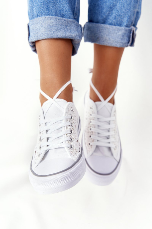 Жіночі мереживні кросівки Кендіс білі