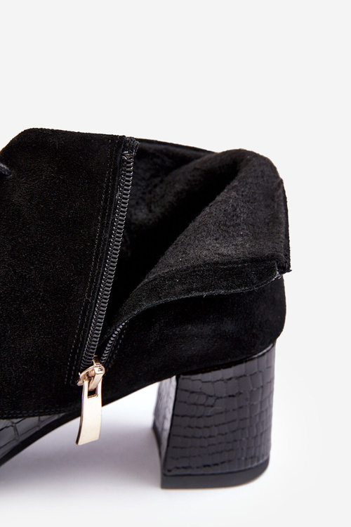 Чоботи жіночі на низькому каблуці Чорні Ebba