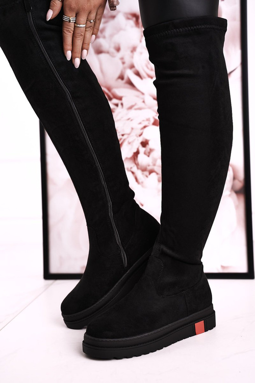 Жіночі високі чоботи вище коліна замшеві чорні Gracelyn